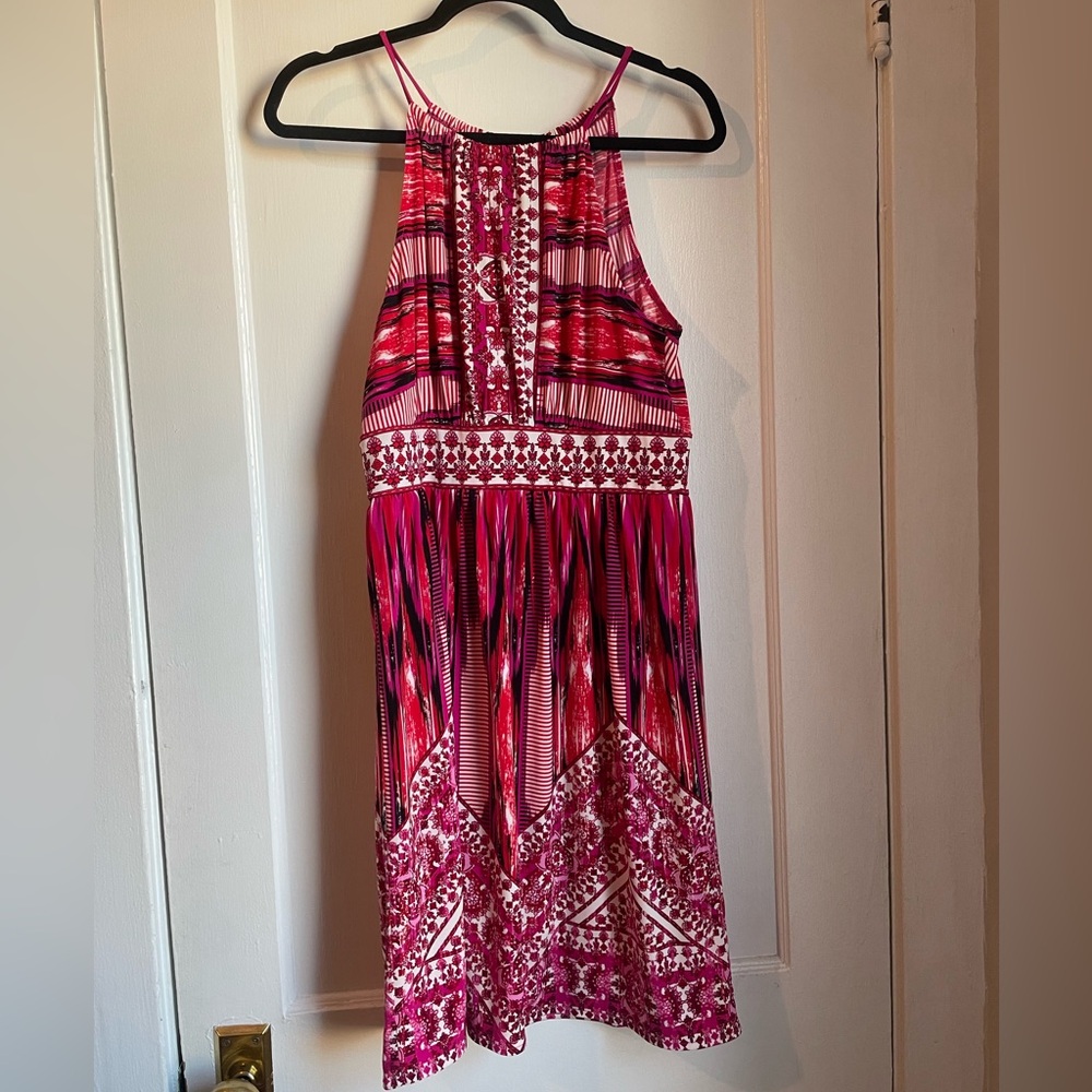 London Times Vibrant Red Patterned Dress